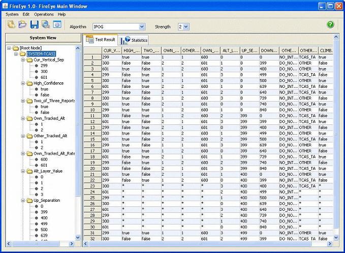 Screen Shot - Finished covering array can be output as Excel spreadsheet, text or XML