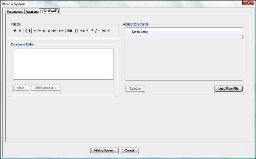 Screen Shot - Option 1: Constraints among variables can be added