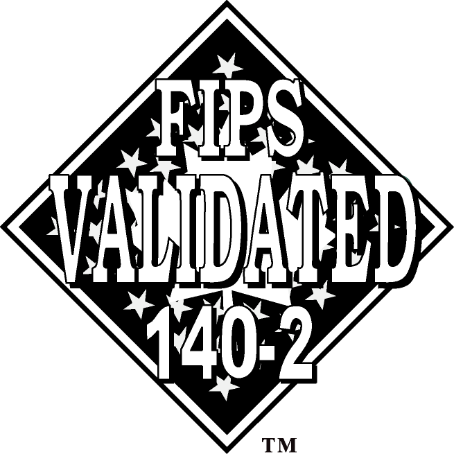 FIPS 140-2 validated product logo image in black and white