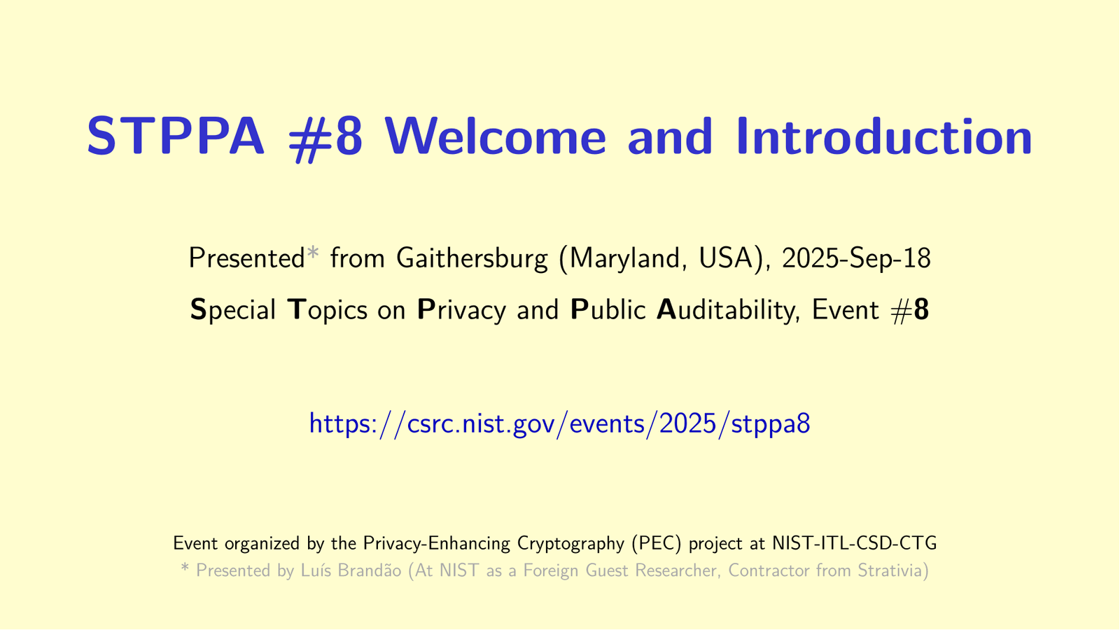 Slide-deck cover: STPPA #8 Welcome and Introduction