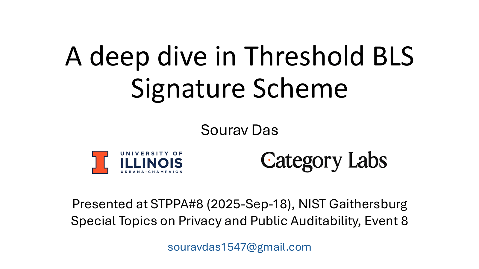 Slide-deck cover: A deep dive in Threshold BLS Signature Scheme